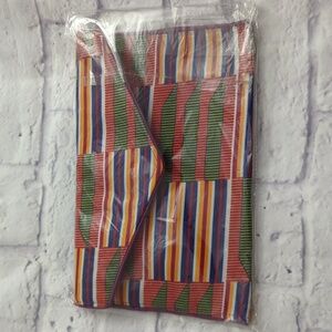 African Print Colorful Striped Clutch With Zipper And Strap